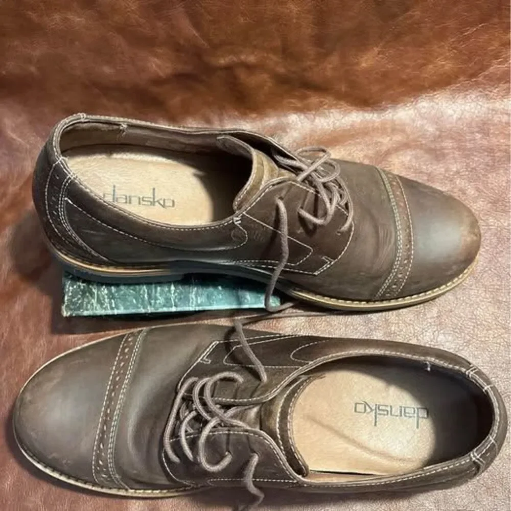Dansko Justin Men's Brown Leather Cap Toe Oxfords Shoes Size 44 US 10.5